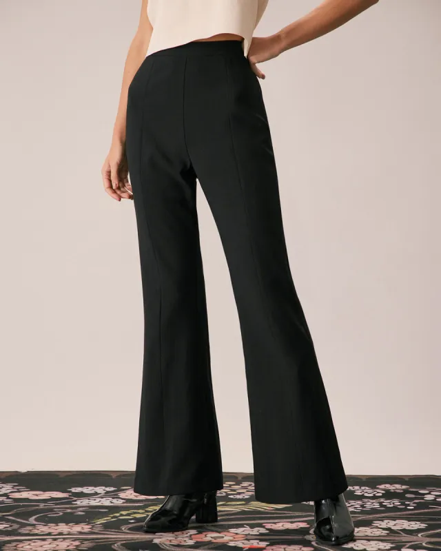 The Black High Waisted Zipper Flare Pants sold by rihoas