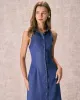 The Navy Shirt Collar Button Front Mini Dress sold by rihoas