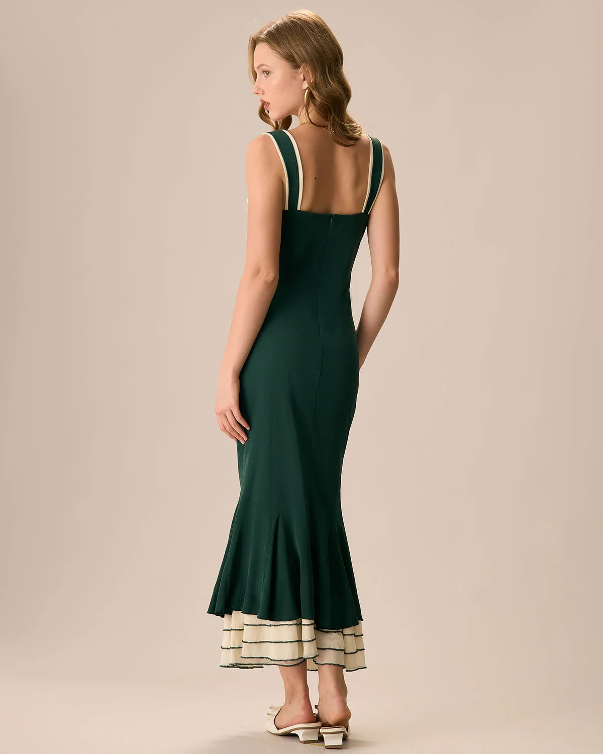 The Green Sweetheart Neck Bodycon Slip Maxi Dress sold by rihoas product image thumbnail 5