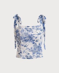The Tie Strap Smocked Floral Cami Top sold by rihoas