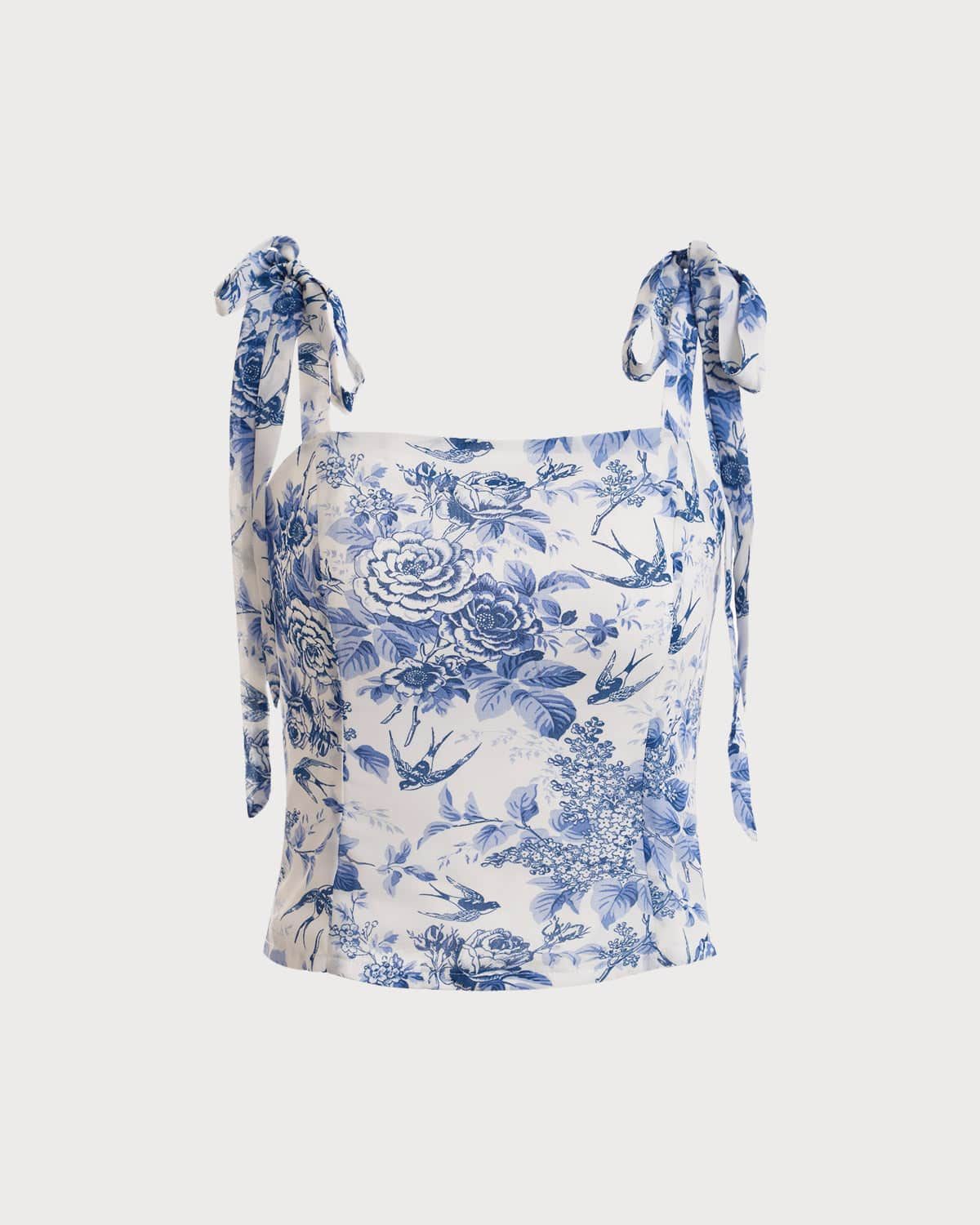 The Tie Strap Smocked Floral Cami Top sold by rihoas product image thumbnail 6