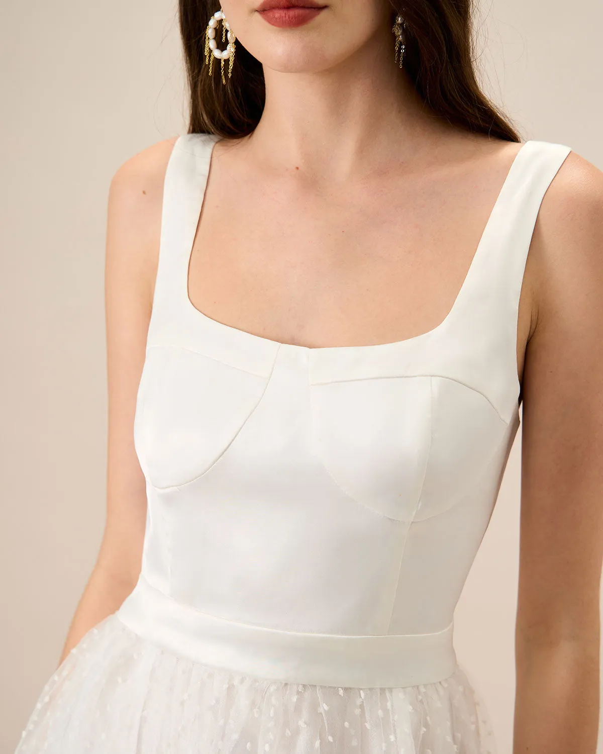 Women's White See-Through Splicing Midi Dress sold by rihoas product image thumbnail 2