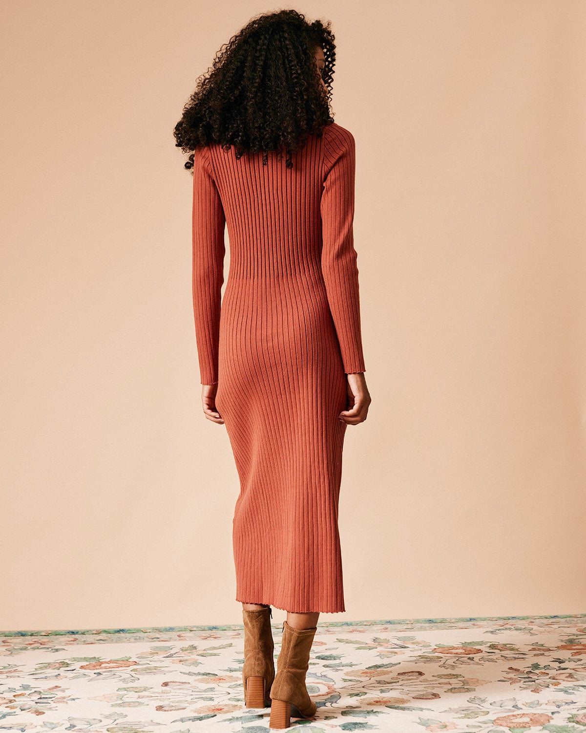 The Ribbed Bodycon Long Sleeve Sweater Dress sold by rihoas product image thumbnail 5