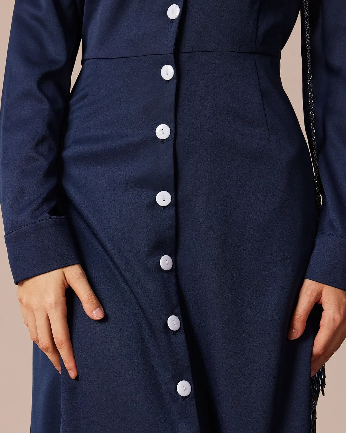 The Navy Lapel Single-Breasted Maxi Dress sold by rihoas product image thumbnail 2