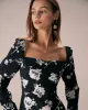 The Black Sweetheart Neck Floral Midi Dress sold by rihoas