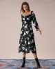 The Black Sweetheart Neck Floral Midi Dress sold by rihoas