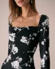 The Black Sweetheart Neck Floral Midi Dress sold by rihoas