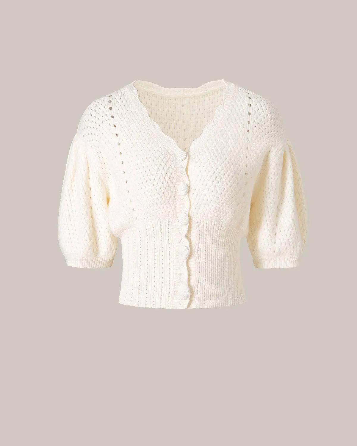 The Short-Sleeve Cutout Knitted Top sold by rihoas product image thumbnail 2