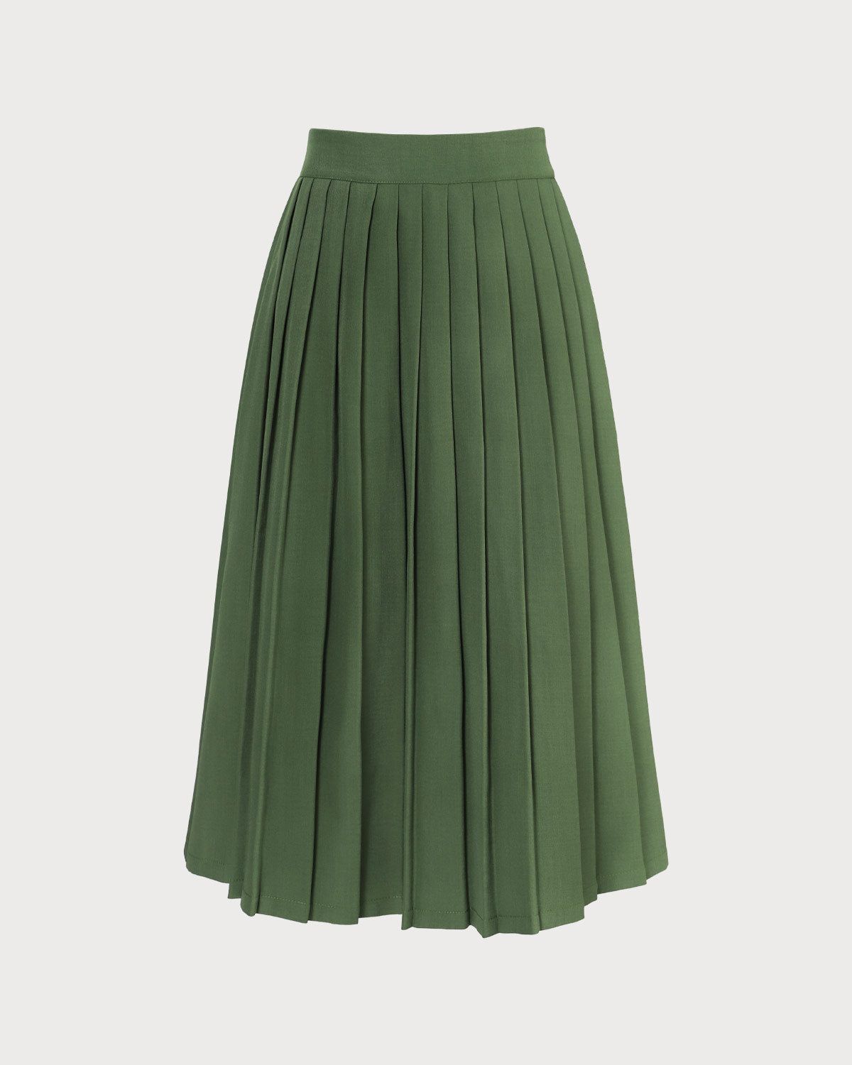 The Green High Waisted Pleated Midi Skirt sold by rihoas product image thumbnail 7