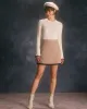 The Khaki High Waisted Contrast Mini Skirt sold by rihoas
