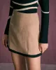 The Khaki High Waisted Contrast Mini Skirt sold by rihoas