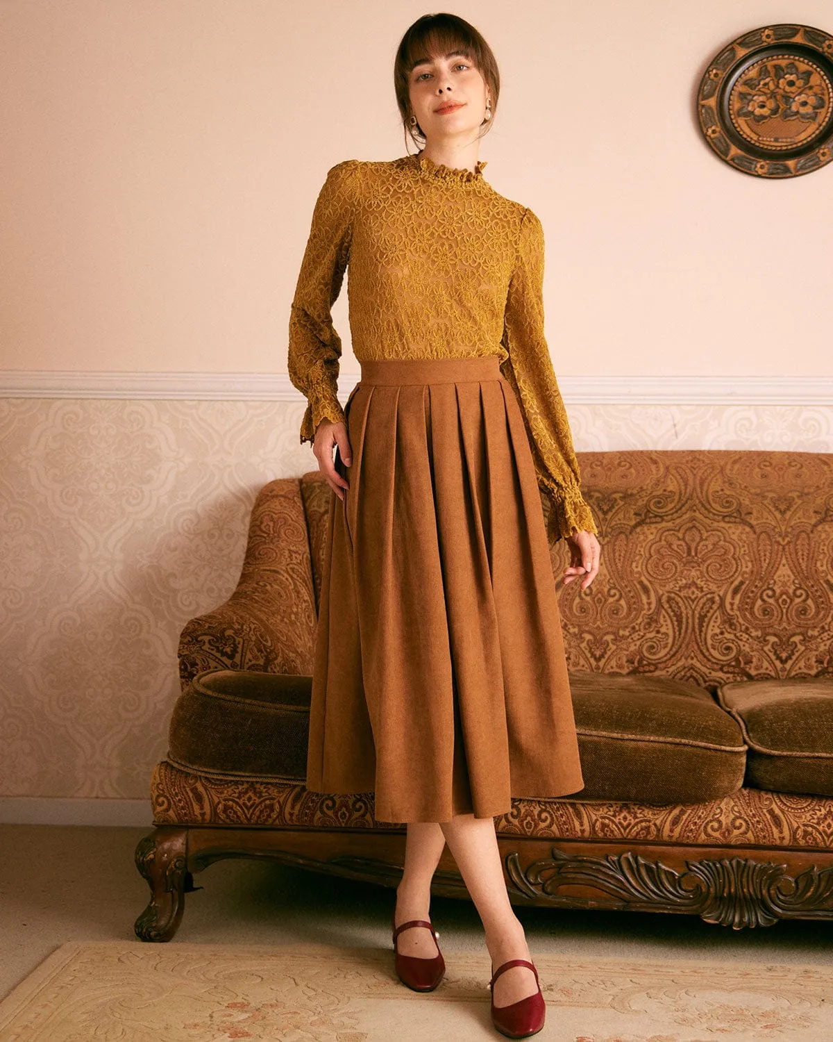 The Yellow Mock Neck See Through Knit Top sold by rihoas product image thumbnail 2