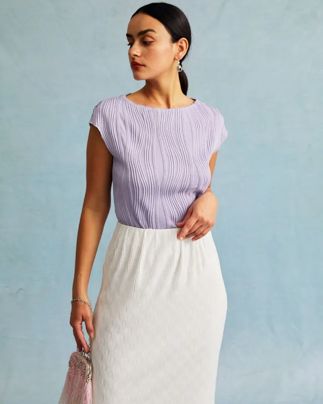 The Purple Water Ripple Textured Cap Sleeve Tee sold by rihoas