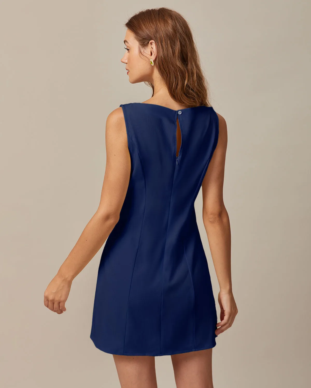 The Navy Boat Neck Cutout Mini Dress sold by rihoas product image thumbnail 5