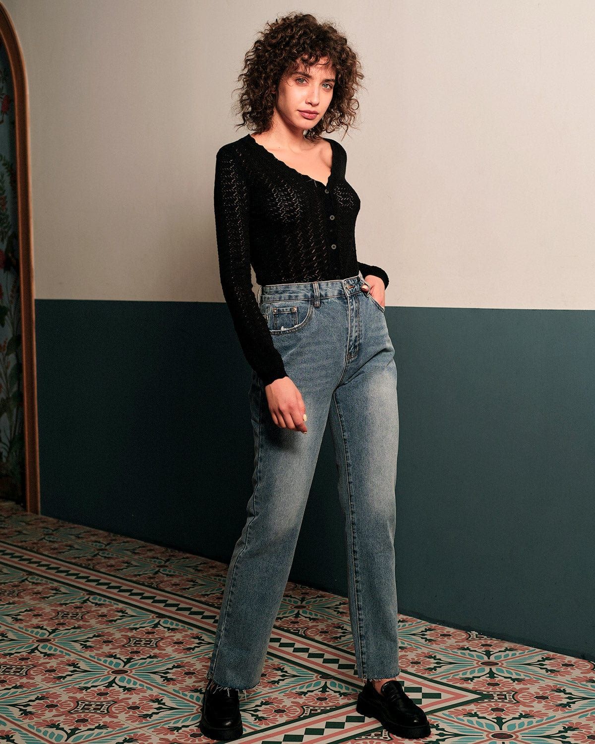 The High Waisted Straight Leg Jeans sold by rihoas product image thumbnail 4