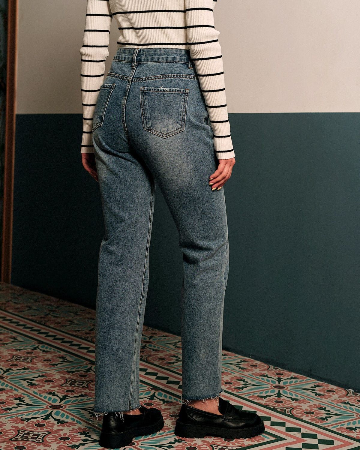The High Waisted Straight Leg Jeans sold by rihoas product image thumbnail 5