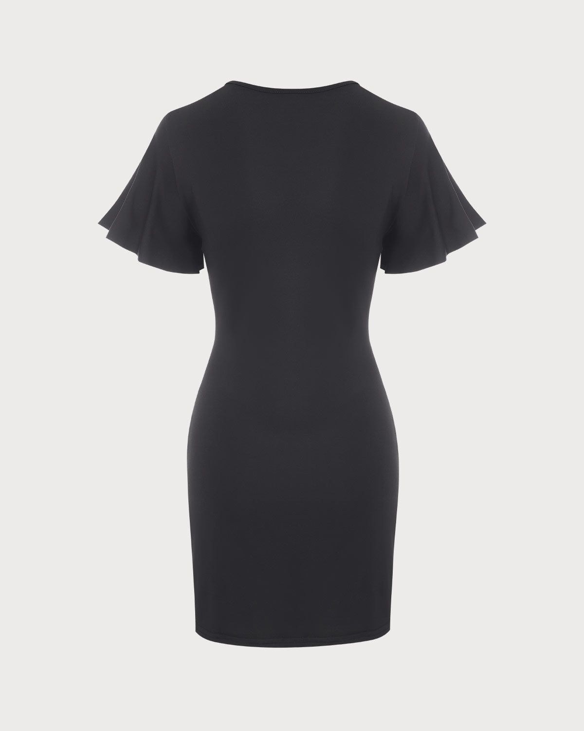 The Black V Neck Butterfly Sleeve Bodycon Flounce Mini Dress sold by rihoas product image thumbnail 3