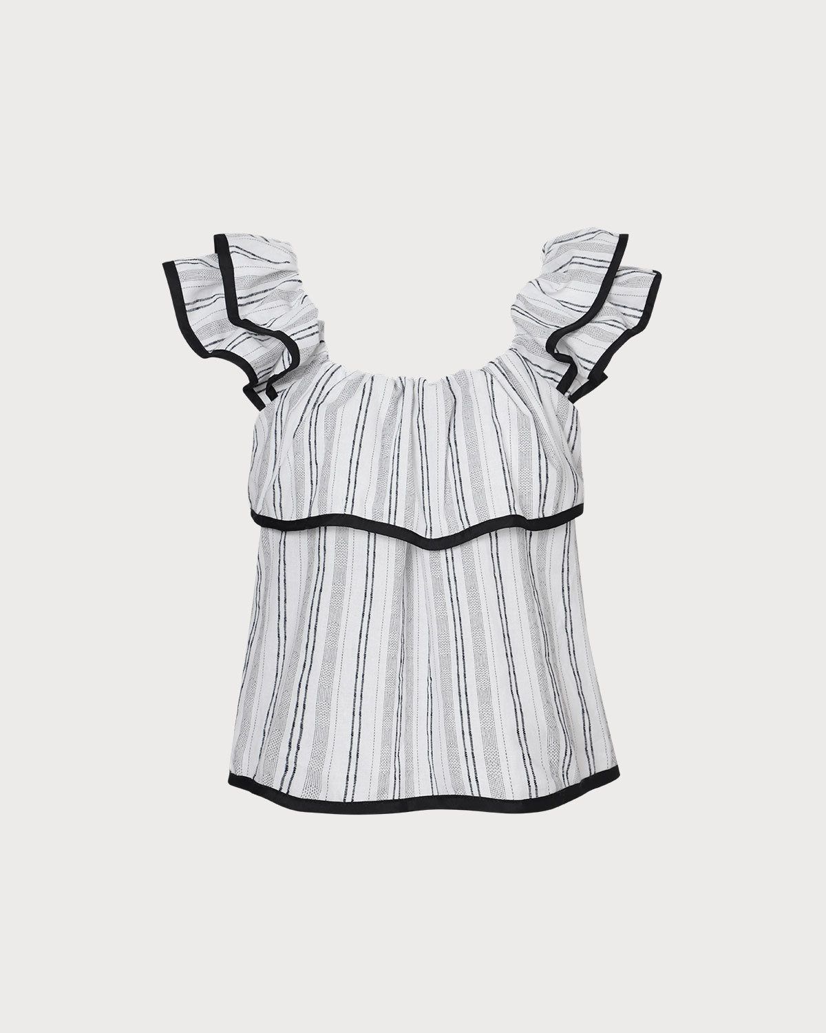 The Multi Butterfly Sleeve Striped Tank Top sold by rihoas