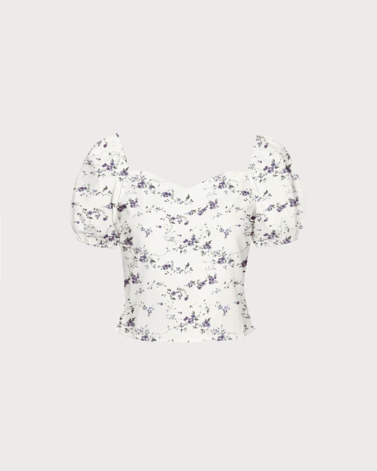 The White Sweetheart Neck Floral Cutout Blouse sold by rihoas product image thumbnail 5