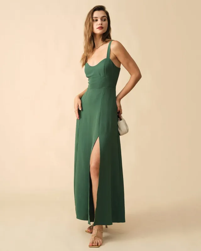 The Solid Color Side Slit Maxi Dress sold by rihoas