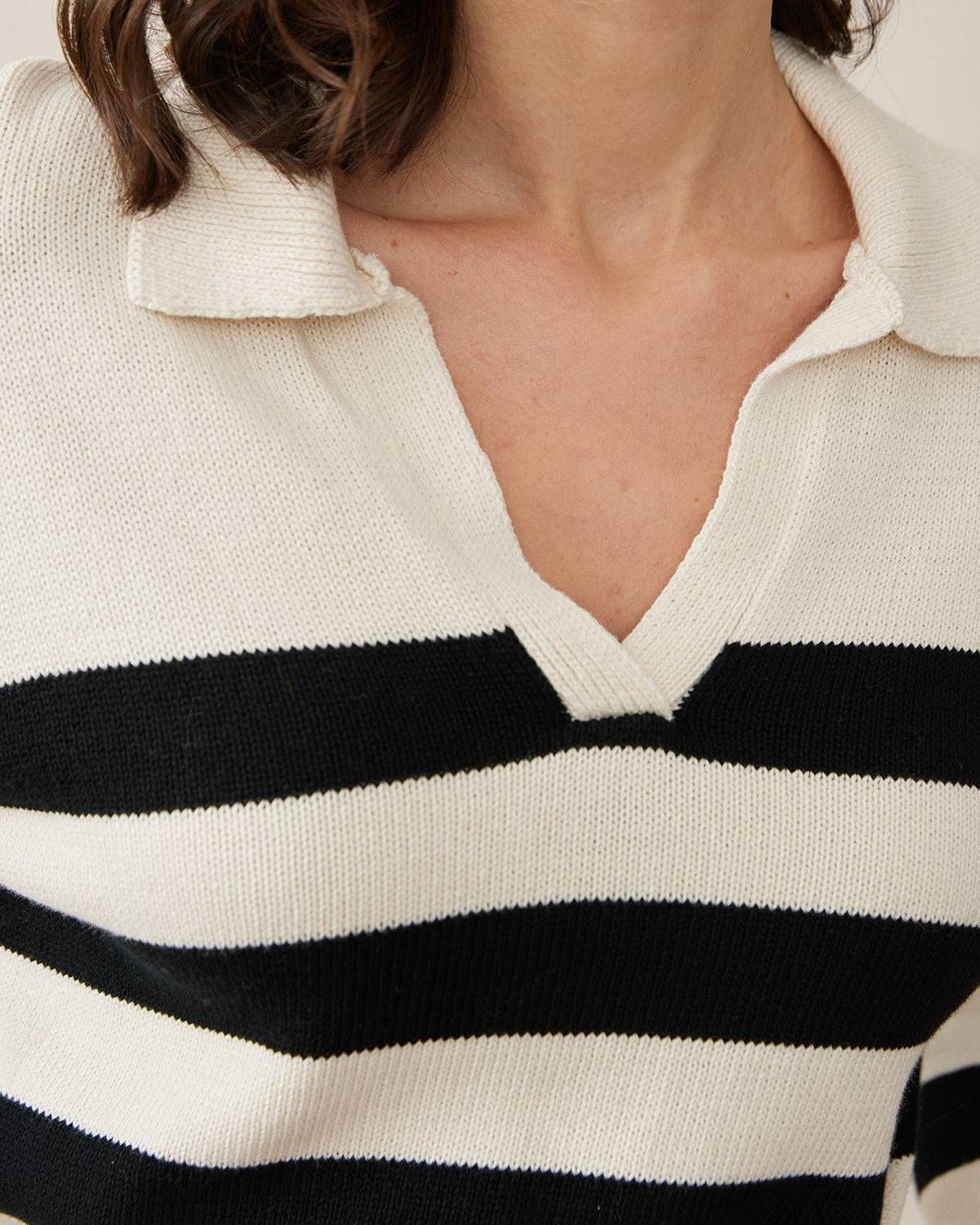 The Stripe Notched Collar Sweater sold by rihoas product image thumbnail 4
