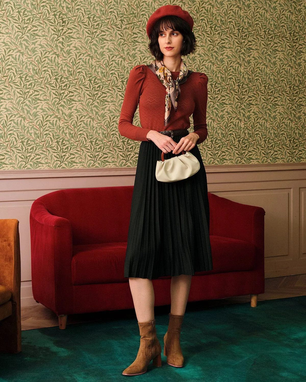 The Solid Puff Sleeve Slim-fitting Knit Top sold by rihoas product image thumbnail 4