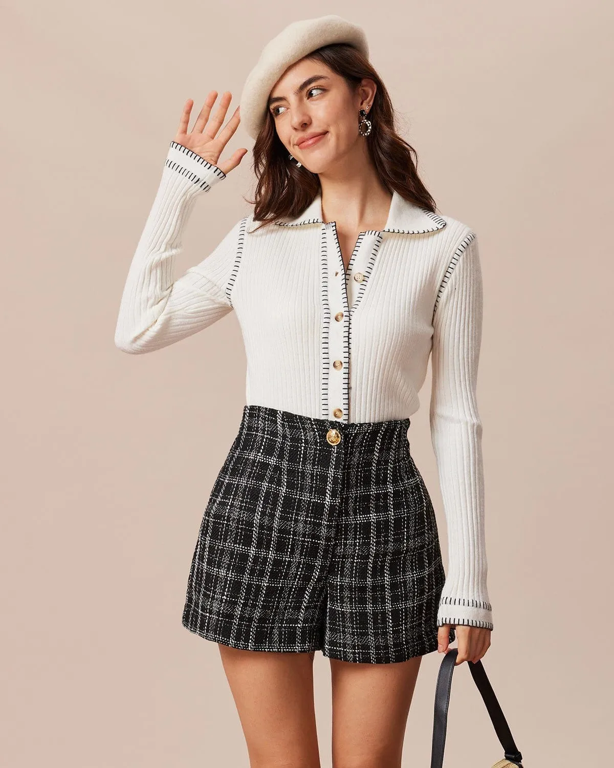 The White Seam Colorblock Button Cardigan sold by rihoas