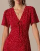 The Red V Neck Polka Dot Flounce Mini Dress sold by rihoas