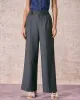 The Grey High Waisted Pleated Straight Pants sold by rihoas