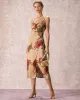 The Khaki Pearl Strap Side Slit Midi Dress sold by rihoas