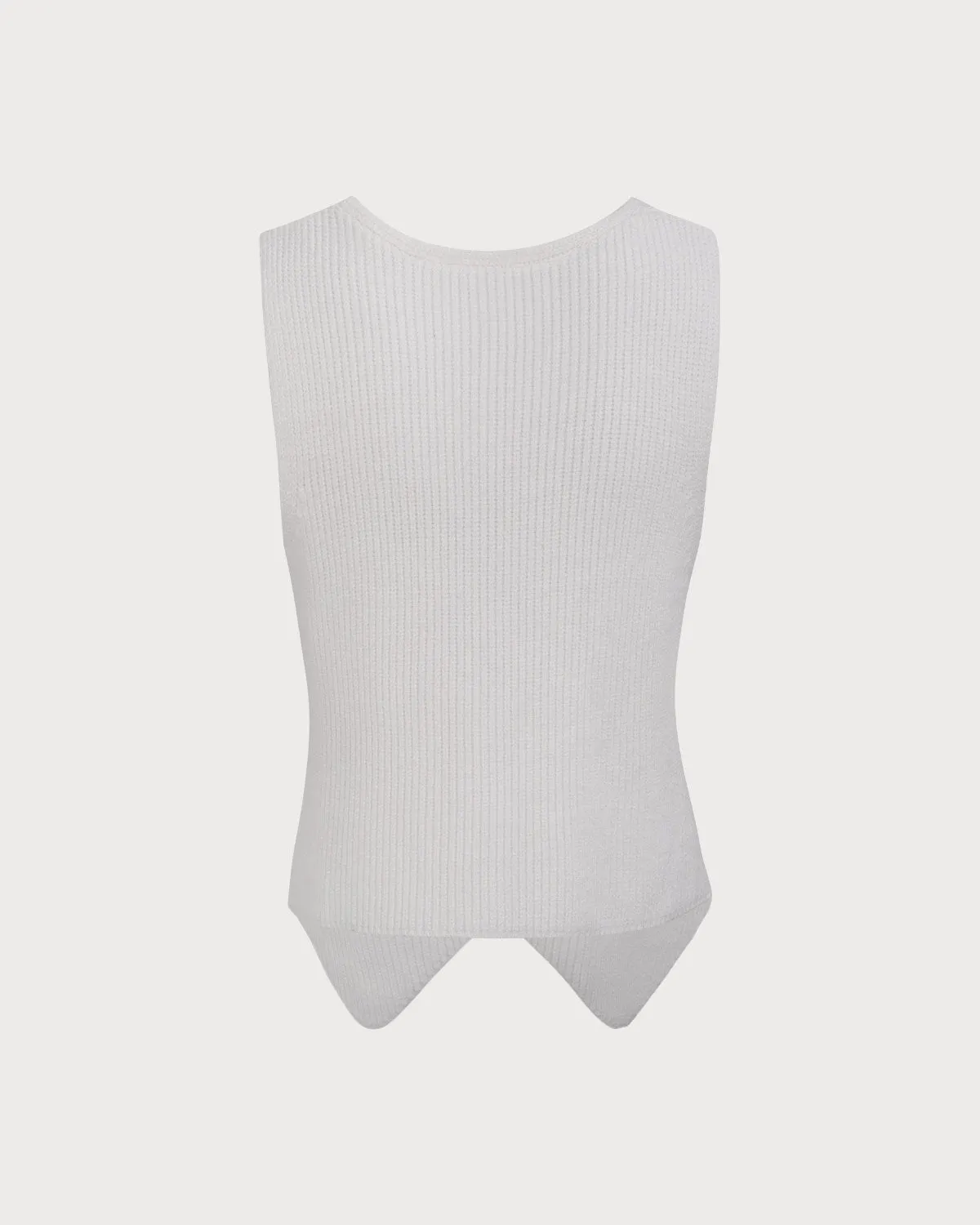 Women's White V-Neck Single-Breasted Knit Vest sold by rihoas product image thumbnail 2
