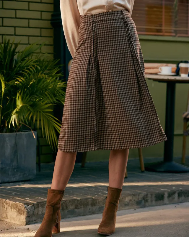 The Plaid Pleated High Waisted Midi Skirt sold by rihoas