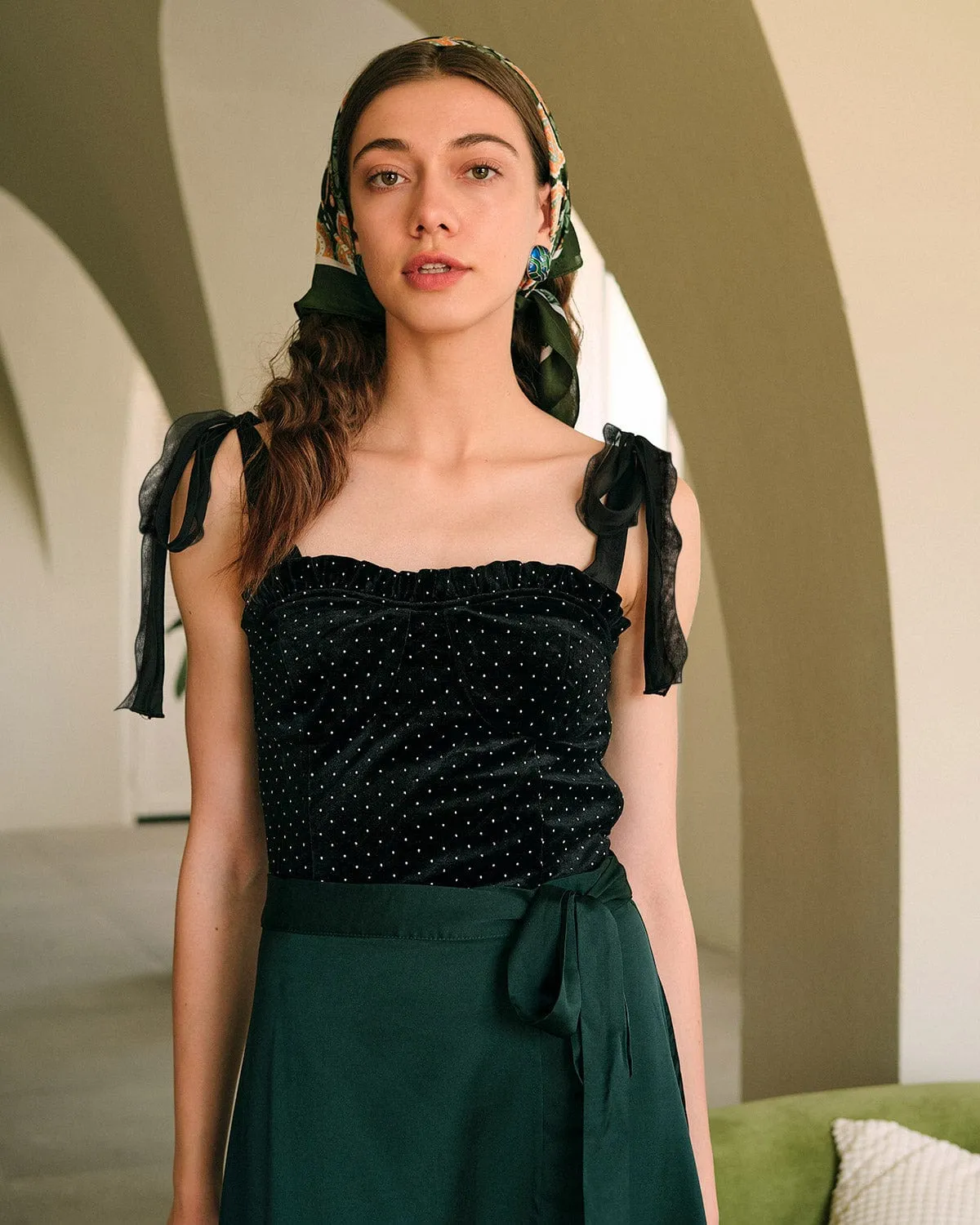 The Sweetheart Neck Rhinestone Tie Strap Top sold by rihoas