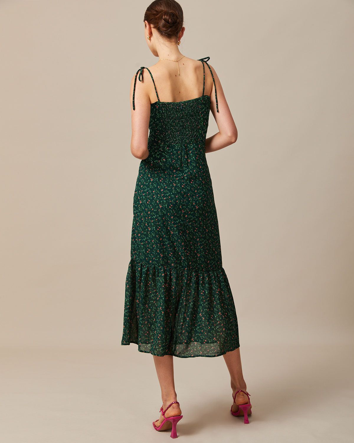 The Green Sweetheart Neck Ruffle Maxi Dress sold by rihoas product image thumbnail 6