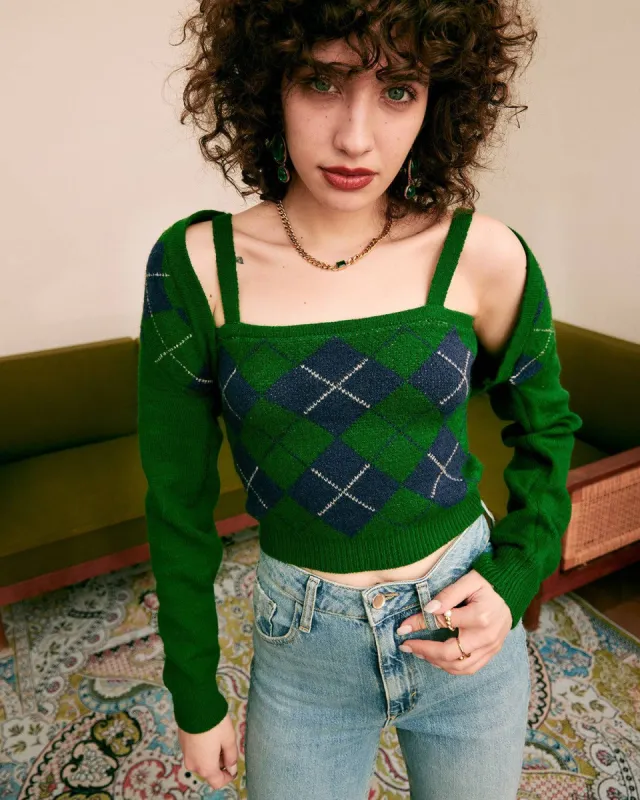 The Checkerboard Cami and Cardigan Set sold by rihoas