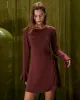 The Wine Red Ruffle Flare Sleeve Mini Dress sold by rihoas