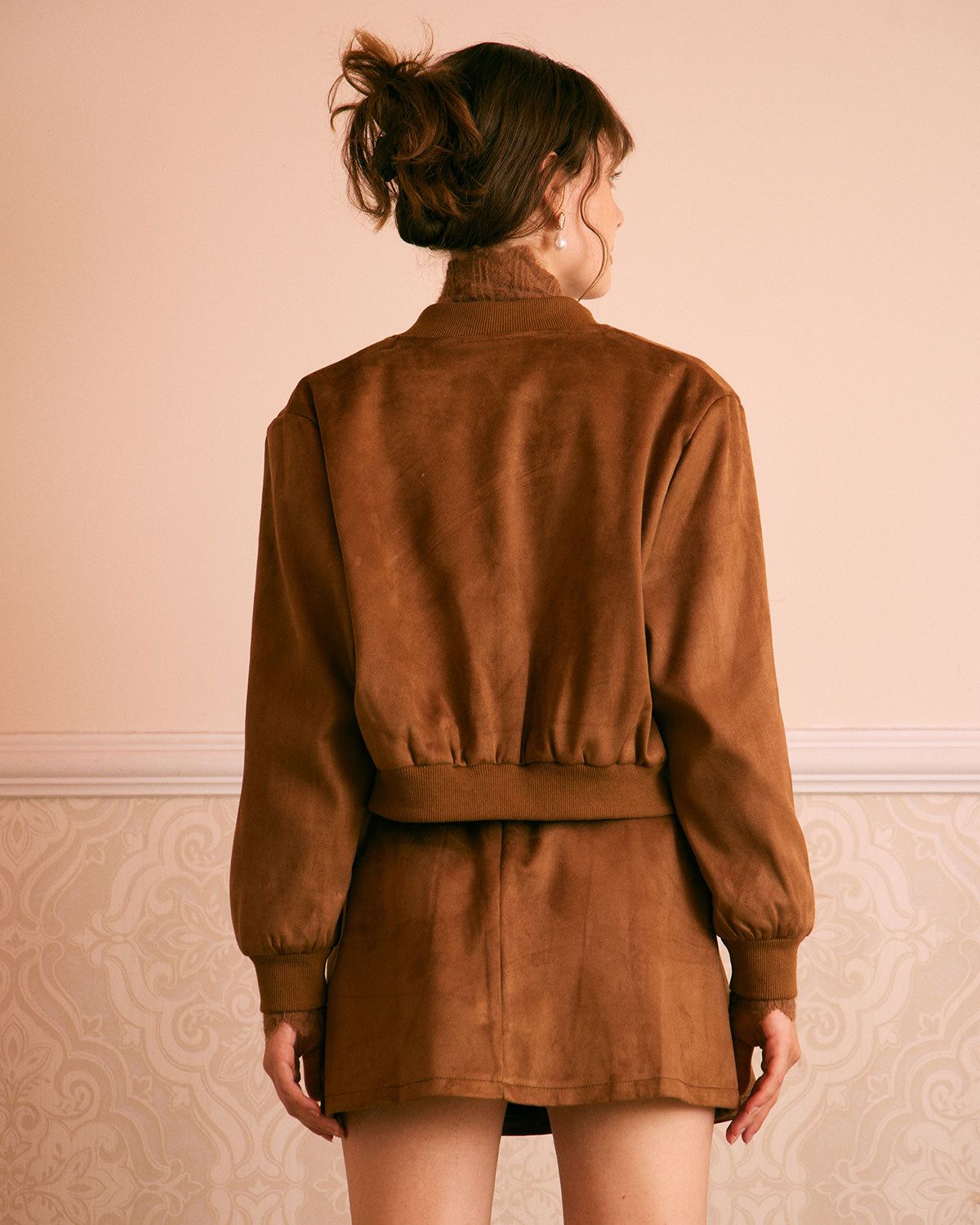 The Brown Suede Single Breasted Jacket sold by rihoas product image thumbnail 4