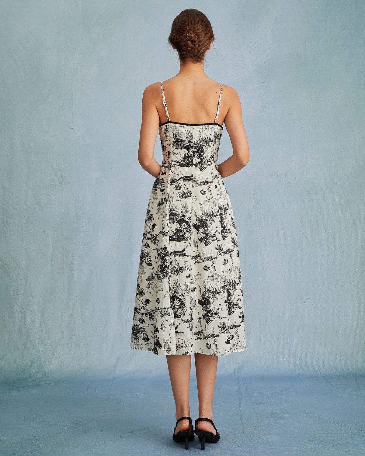 The Black Sweetheart Neck Floral Slip Midi Dress sold by rihoas product image thumbnail 5