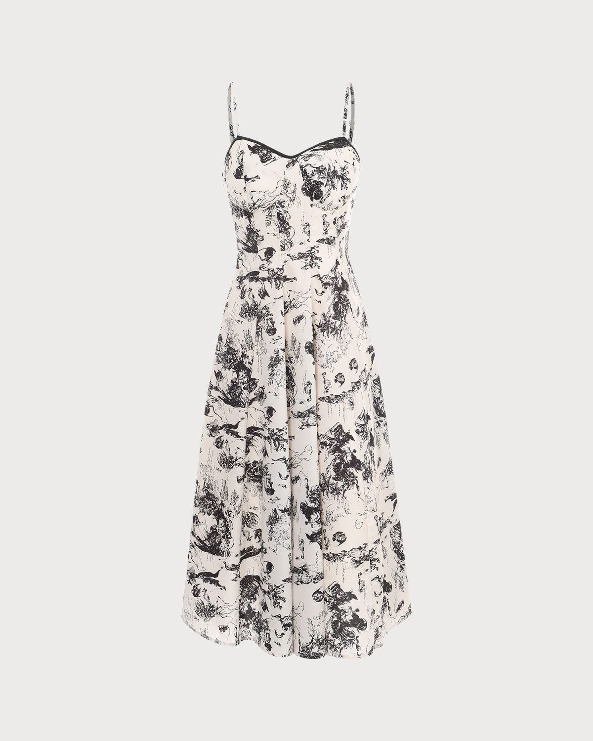 The Black Sweetheart Neck Floral Slip Midi Dress sold by rihoas product image thumbnail 6
