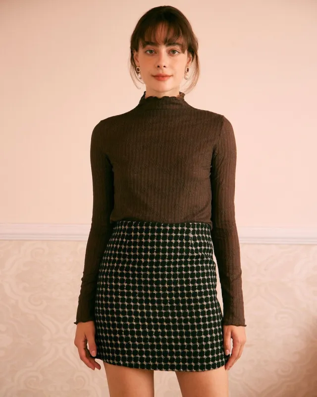 The Coffee Mock Neck Jacquard Knit Top sold by rihoas