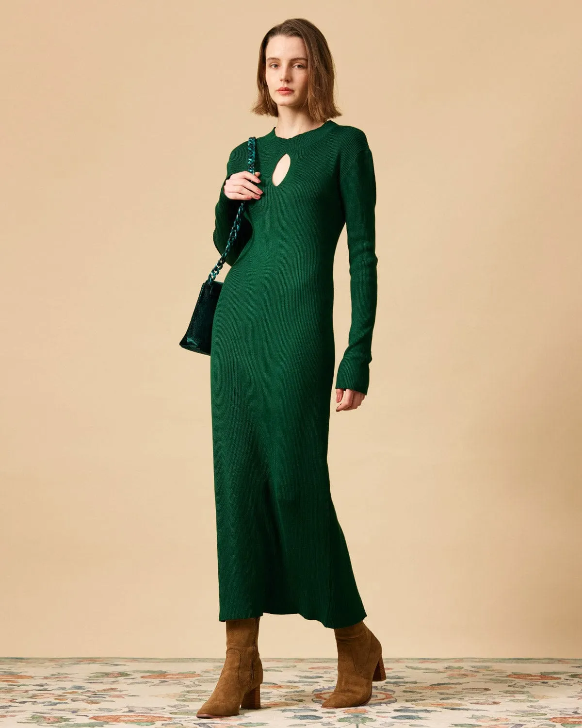 The Cutout Ribbed Bodycon Knit Dress sold by rihoas