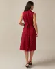 The Red V Neck Polka Dot Tie Back Midi Dress sold by rihoas