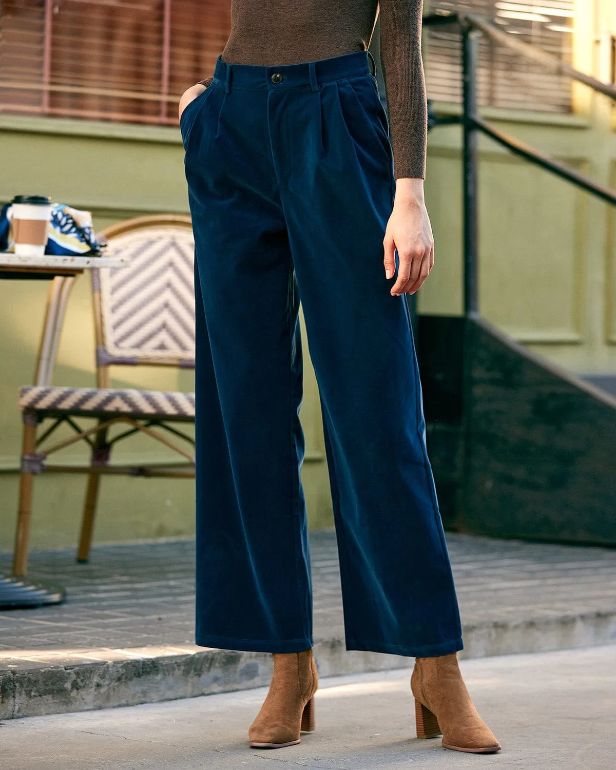 The High Waisted Pleated Wide Leg Pants sold by rihoas