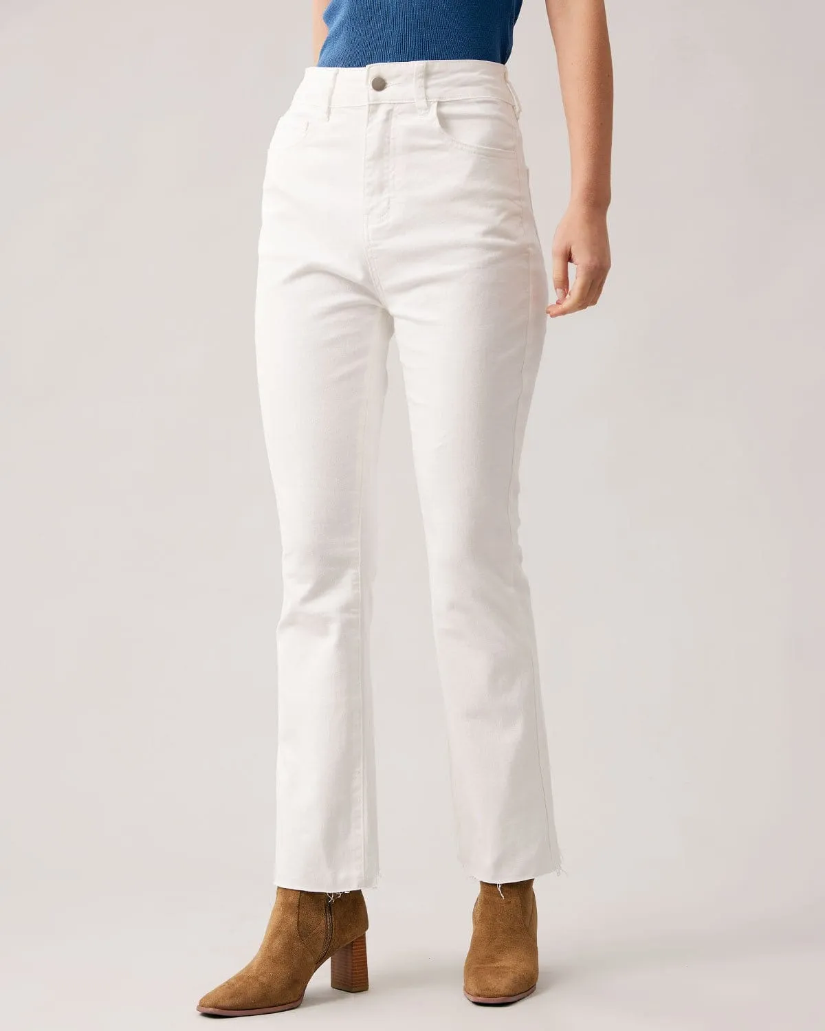 The White High Waisted Flare Jeans sold by rihoas