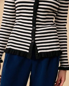 The Contrast Stripe Slim Fit Knit Top sold by rihoas