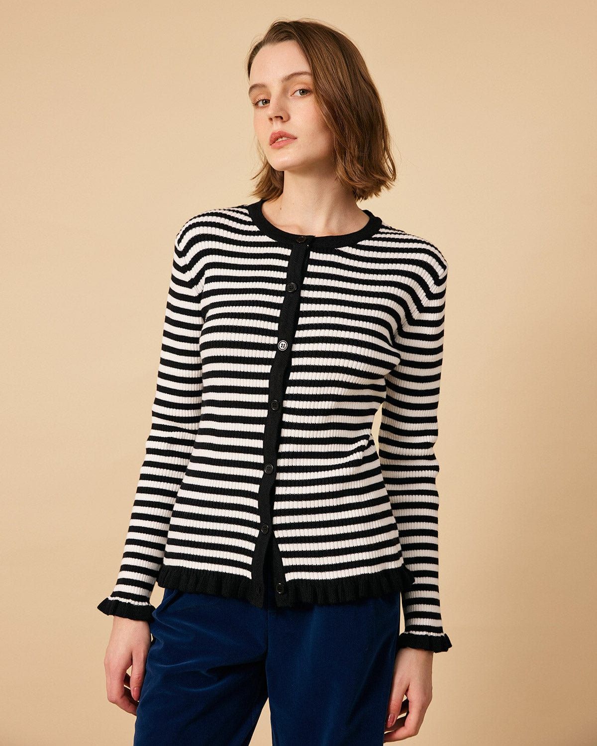 The Contrast Stripe Slim Fit Knit Top sold by rihoas product image thumbnail 3