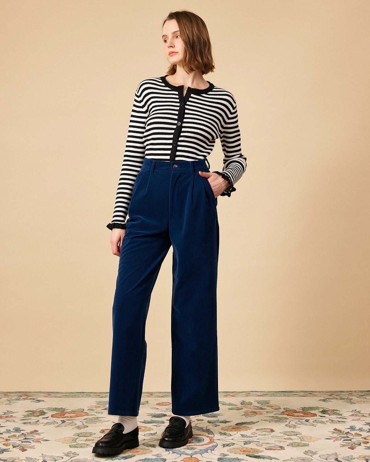 The Contrast Stripe Slim Fit Knit Top sold by rihoas product image thumbnail 4