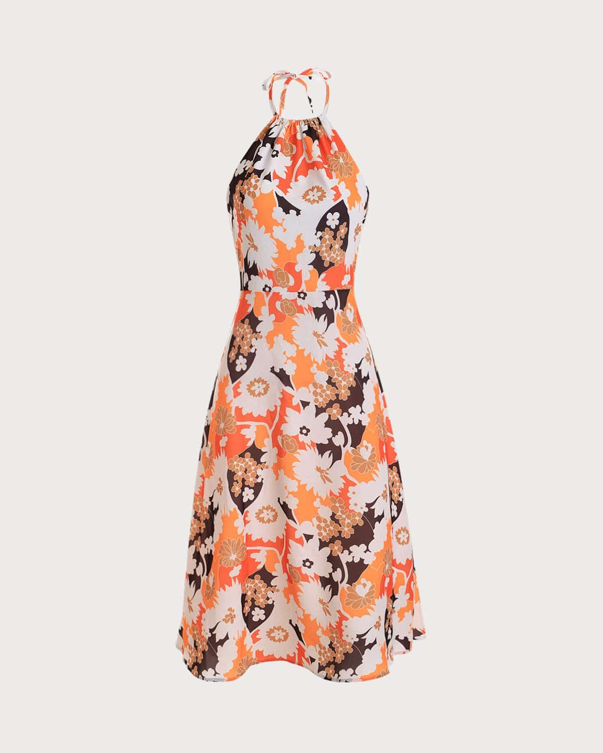The Floral Halter Backless Midi Dress sold by rihoas