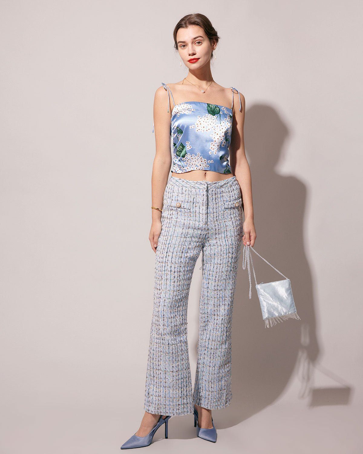 The Blue Tie Strap Floral Cami Top sold by rihoas product image thumbnail 5