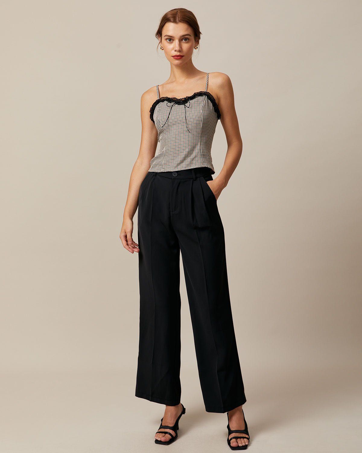 The Brown Sweetheart Neck Plaid Cami Top sold by rihoas product image thumbnail 2